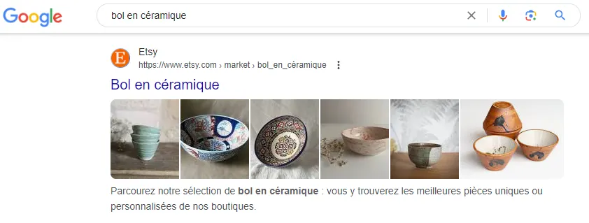 SEO Etsy sur Google